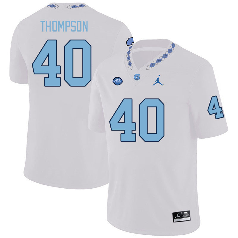 Men #40 Tyler Thompson North Carolina Tar Heels College Football Jerseys Stitched-White